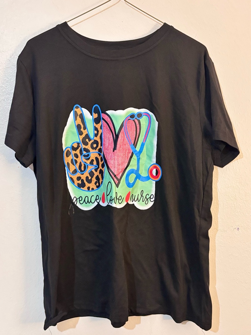 Peace Love Nurse Graphic Tee - Black